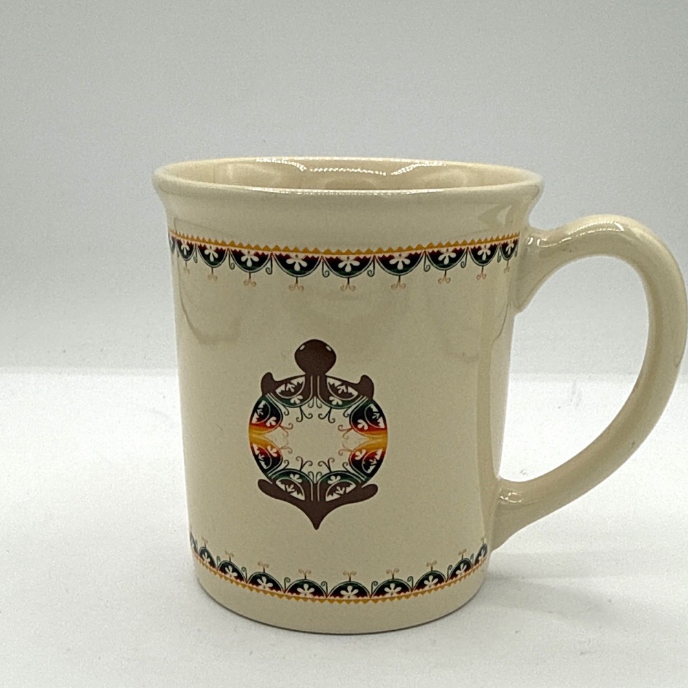 Pendleton Beige Ceramic Mug Multicolor Border, Microwave & Dishwasher Safe